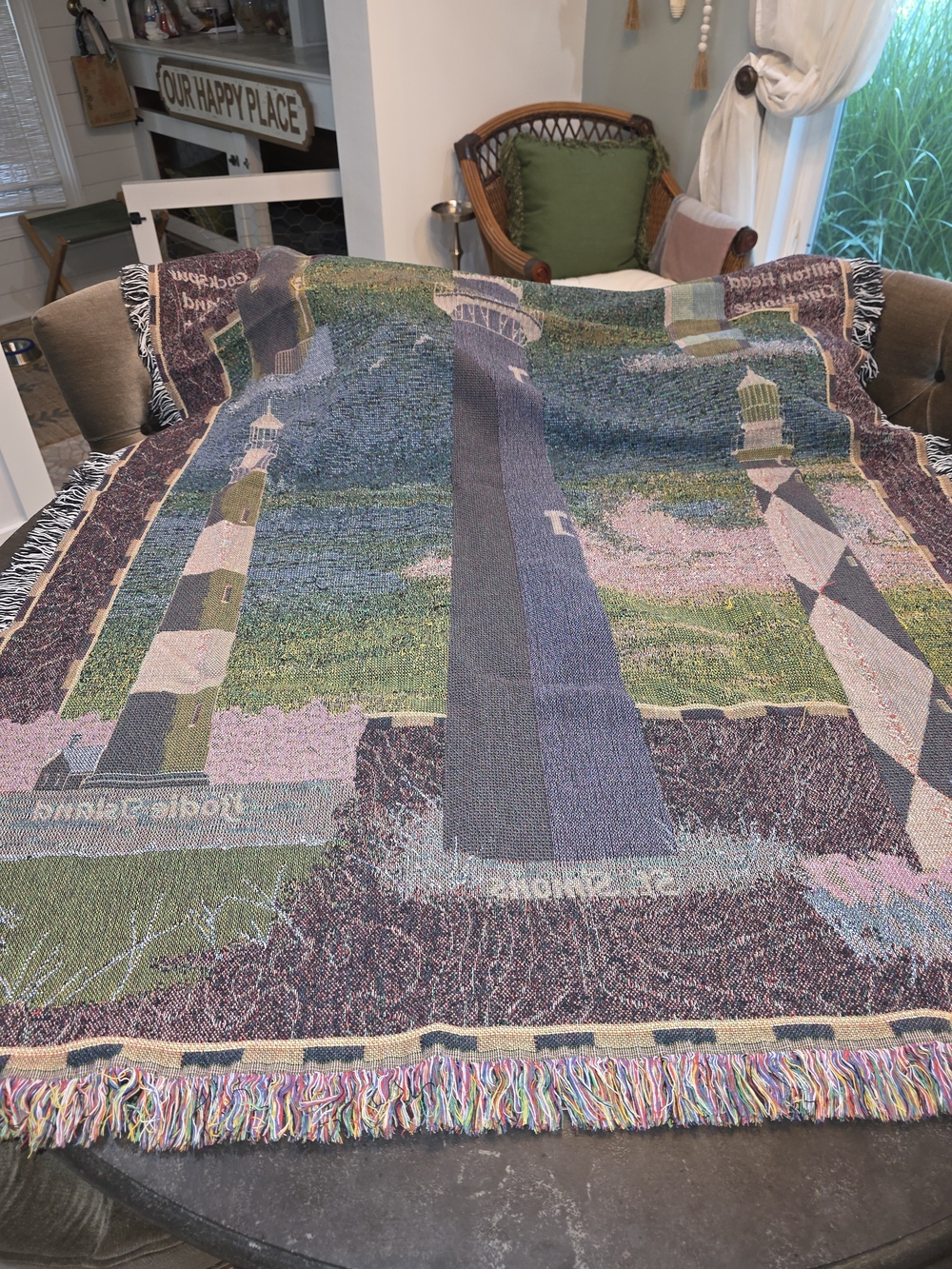 Coastal Lighthouse Throw Blanket - Multicolor - Picture 8 of 10
